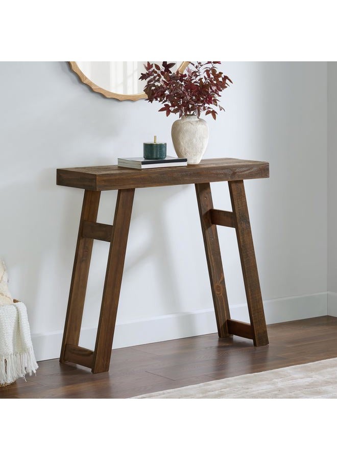 Alaterre Furniture طاولة كونسول خشبية صلبة من لواس - طاولة مدخل صغيرة حديثة بطول 36 بوصة - أثاث غرفة معيشة سهل التجميع لوضعها خلف الأريكة أو في المدخل أو الممر (بني) - Image 4