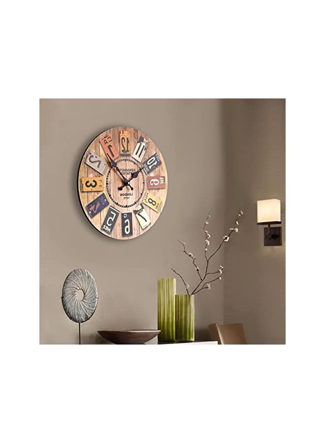 DAYONG Wall Clock .14 Inch Large Numbers Wooden Wall Clocks Battery Operated,Retro Rustic Style Decorative for Living Room Kitchen Home Bathroom Bedroom - Image 4