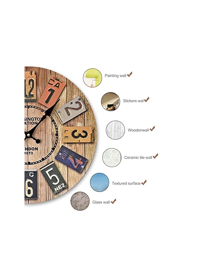 DAYONG Wall Clock .14 Inch Large Numbers Wooden Wall Clocks Battery Operated,Retro Rustic Style Decorative for Living Room Kitchen Home Bathroom Bedroom - Image 2