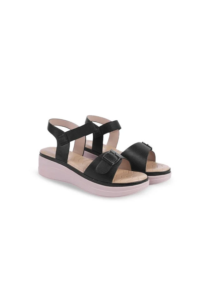 Shoetopia Shoetopia Girls Open Toe Wedge Heels with Buckles