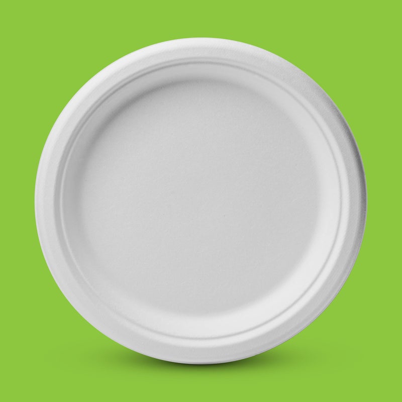 Munfix 100% Compostable Paper Plates 100 Pack  6 Inch Heavy Duty Biodegradable Microwavable Disposable White Dessert Plates  Made of Eco-Friendly  Natural Sugarcane Bagasse - Image 3