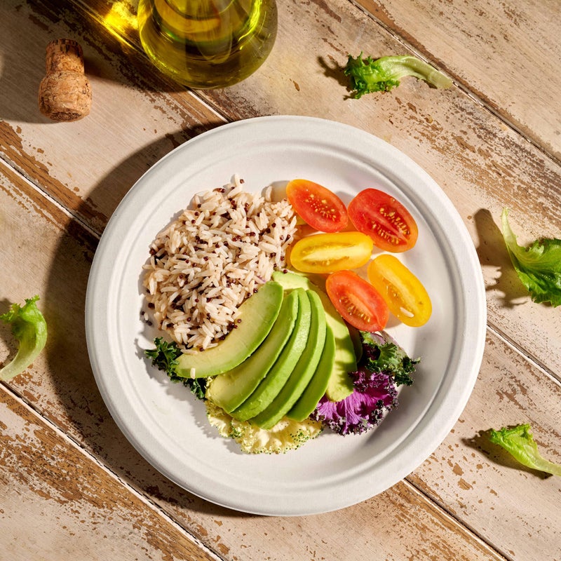 Munfix 100% Compostable Paper Plates 100 Pack  6 Inch Heavy Duty Biodegradable Microwavable Disposable White Dessert Plates  Made of Eco-Friendly  Natural Sugarcane Bagasse - Image 4