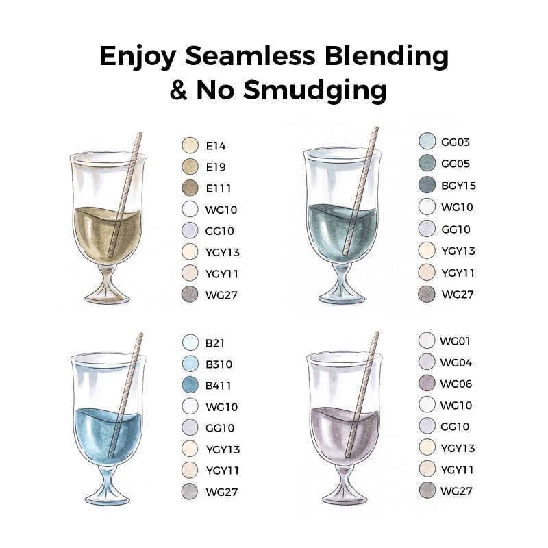 Ohuhu Grayscale Alcohol Markers Brush Tip- Double Tipped Alcohol Based Art Marker Set for Artist Adults Coloring Illustration Shading Layering- 36 Grey-tone Colors- Chisel& Brush- Honolulu- Refillable - Image 3