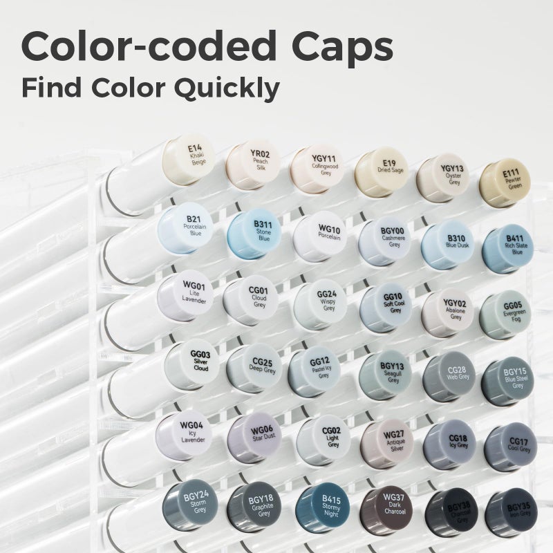 Ohuhu Grayscale Alcohol Markers Brush Tip- Double Tipped Alcohol Based Art Marker Set for Artist Adults Coloring Illustration Shading Layering- 36 Grey-tone Colors- Chisel& Brush- Honolulu- Refillable - Image 4