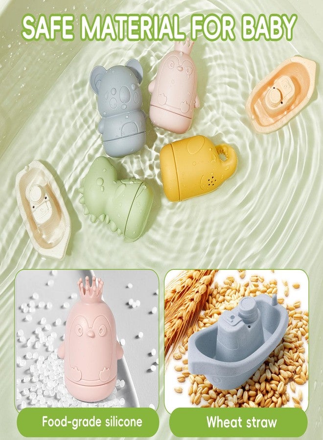 AMCHSURI Baby Bath Toys 9PCS Mold Free Bath Toys for Babies 6-12 Months Bathtub Water Toys with Easy Clean Silicone Bath Toy for Kids Ages 1-3 Safe Bath Boats, Baby Shower Birthday Gifts for Babies & Infant - Image 4