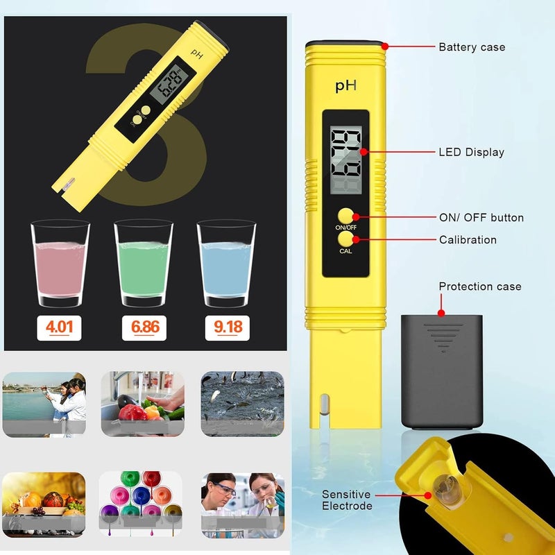 Meridian Digital Water pH Meter Tester Pen - 0.01 Accuracy, 0-14 pH Range CT - Image 4
