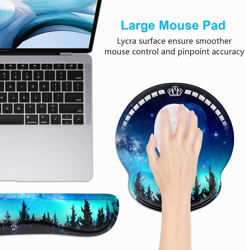 Dapesuom Keyboard Wrist Rest and Mouse Pad with Wrist Support, Cute Memory Foam Cushion for Keyboard and Mouse Set, Ergonomic Desktop Pad Rests with Non Slip Base for Easy Typing & Pain Relief, Moon - Image 5