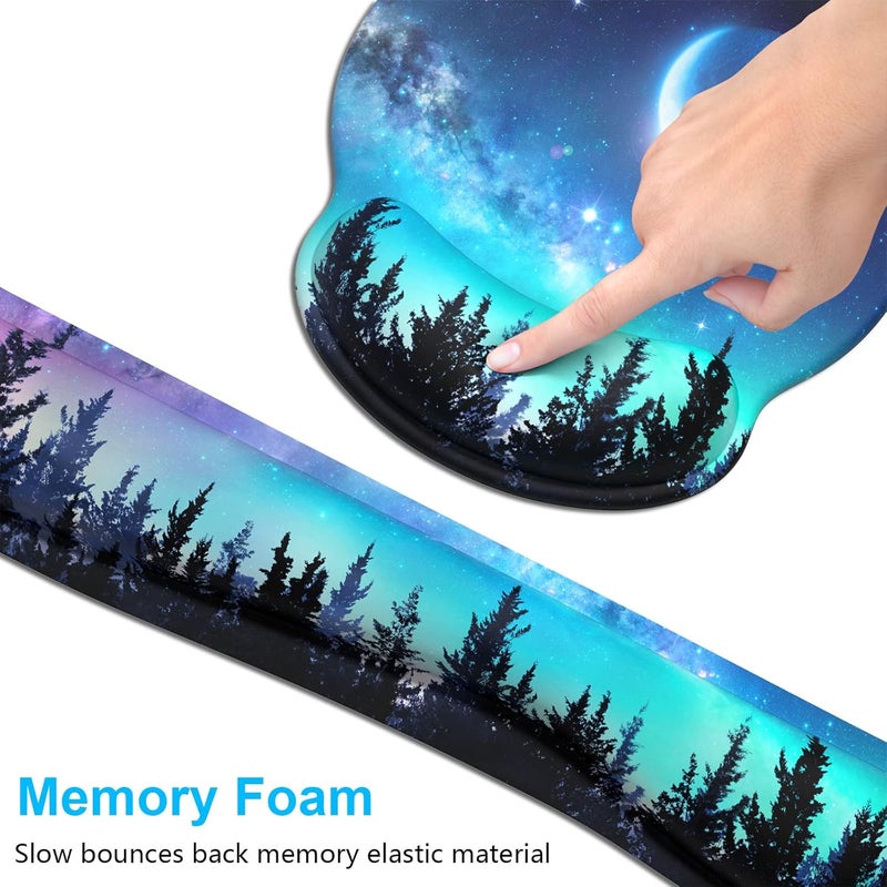 Dapesuom Keyboard Wrist Rest and Mouse Pad with Wrist Support, Cute Memory Foam Cushion for Keyboard and Mouse Set, Ergonomic Desktop Pad Rests with Non Slip Base for Easy Typing & Pain Relief, Moon - Image 3
