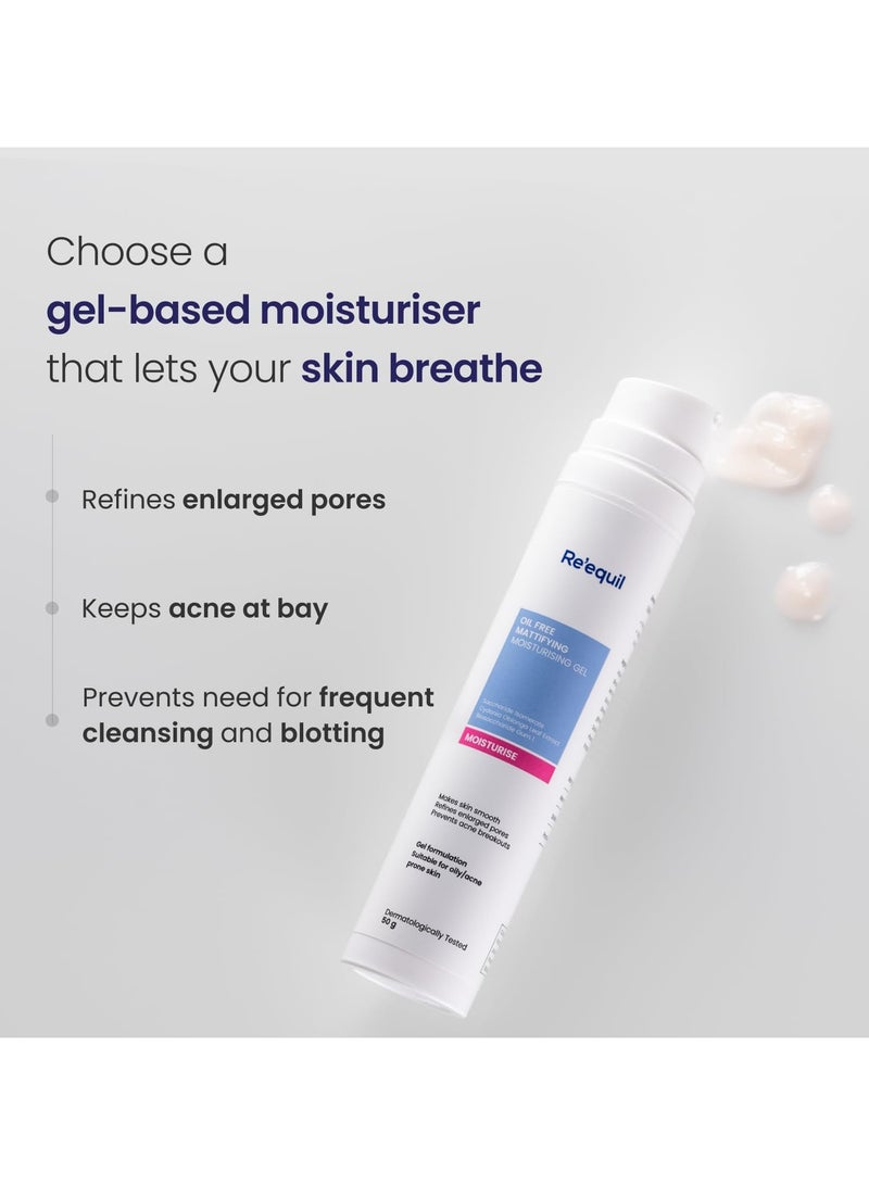 RE' EQUIL Oil Free Mattifying Moisturiser | Boosts Hydration, Refines Enlarged Pores | Prevents Acne Breakouts | For Oily, Acne Prone Skin | 50g - Image 3