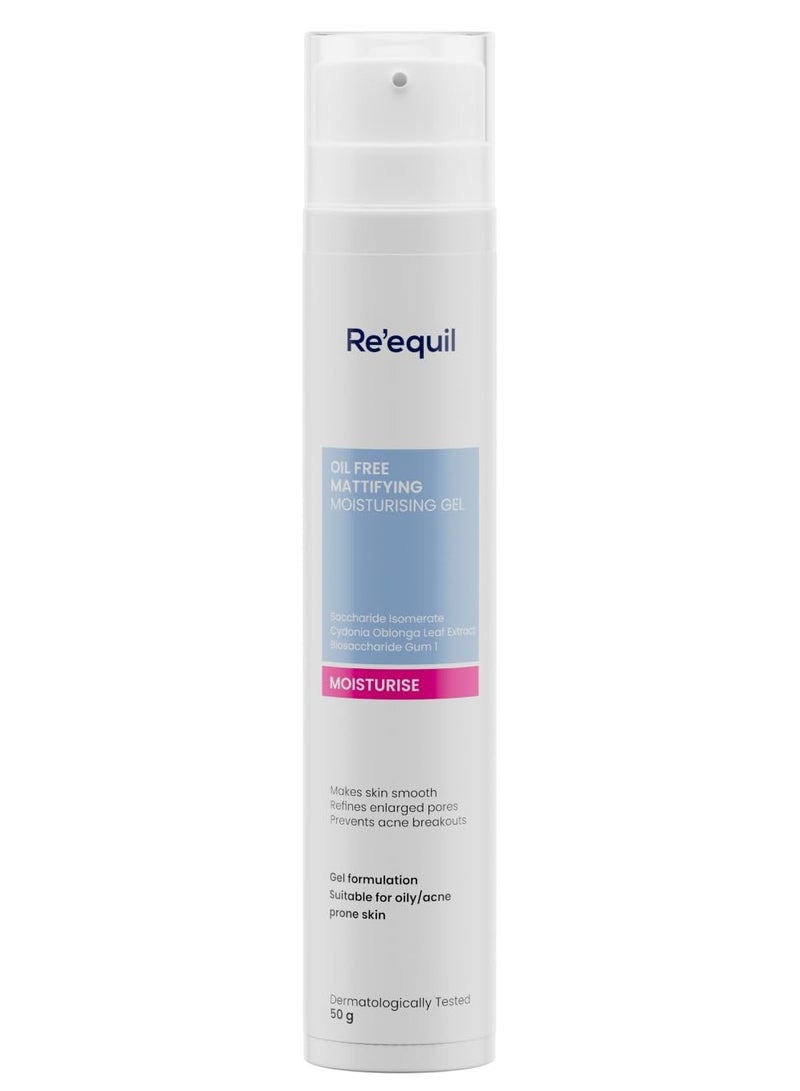 RE' EQUIL Oil Free Mattifying Moisturiser | Boosts Hydration, Refines Enlarged Pores | Prevents Acne Breakouts | For Oily, Acne Prone Skin | 50g - Image 1