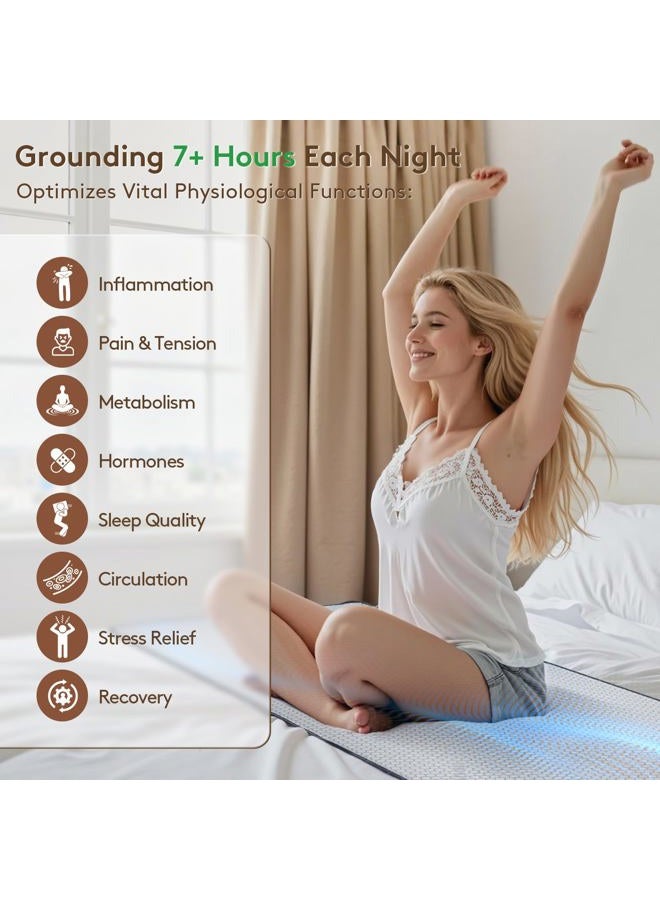 XKETA Graphene Grounding Mat for Bed: Indoor Earth Therapy for Sleeping Deeper Recovery Faster – Conductive Sleep Pad with Grounded Benefits – Wellness Gift Kit for Women (Queen) - Image 5
