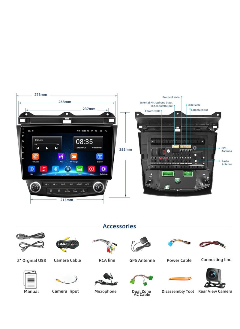 Generic - 4+64 Android 12 for 2003-2007 Hondas Accord Car Stereo Radio, 10.2 Inch IPS Touch Screen with Wireless Carplay/Wired Android Auto, DSP, Bluetooth 5.2, Backup Camera, Support OBD2/DVR/TPMS… - Image 1
