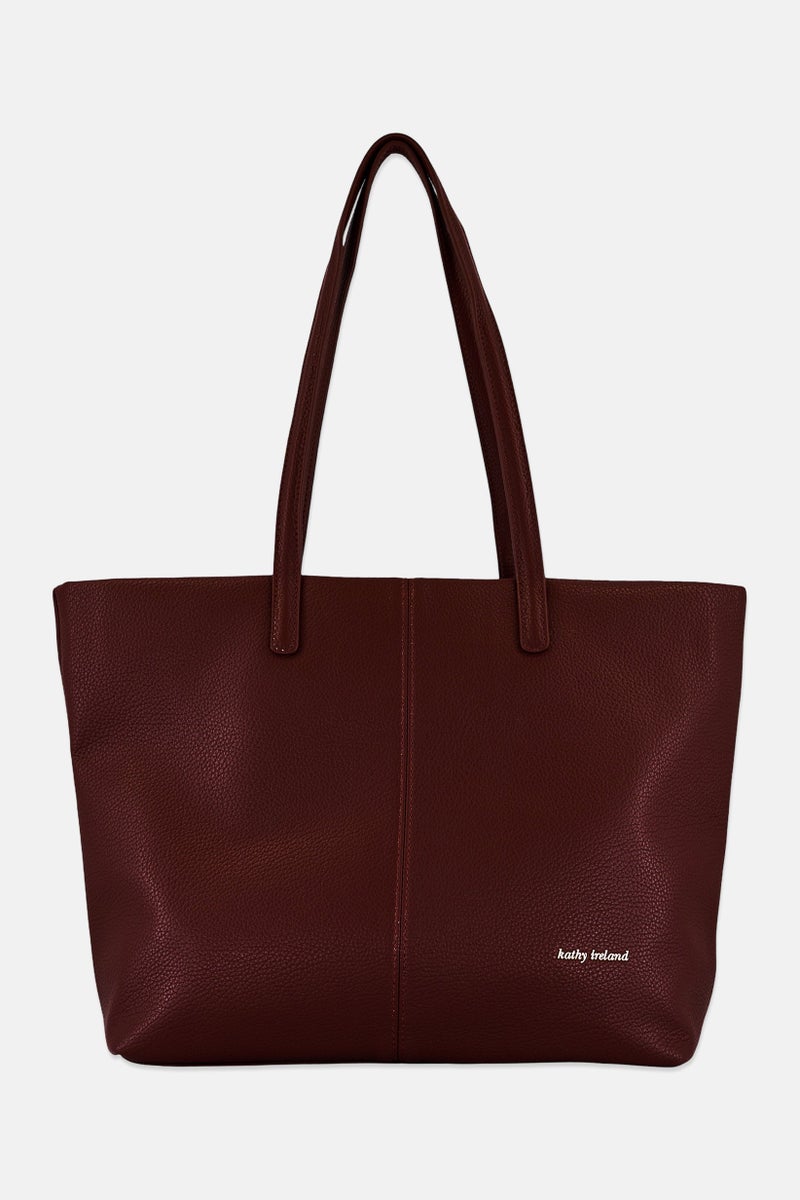 Kathy Ireland Women Brand Logo Tote Bag, Wine Red - Image 1