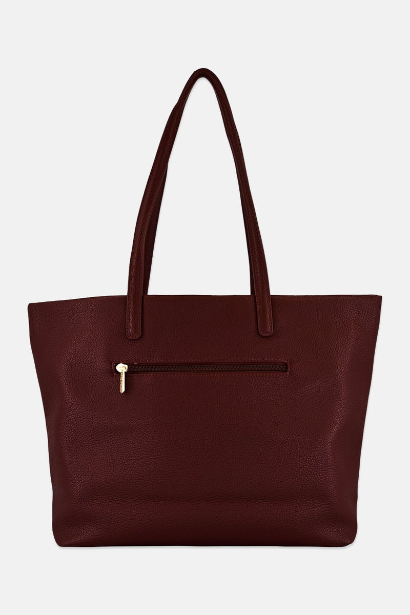 Kathy Ireland Women Brand Logo Tote Bag, Wine Red - Image 3