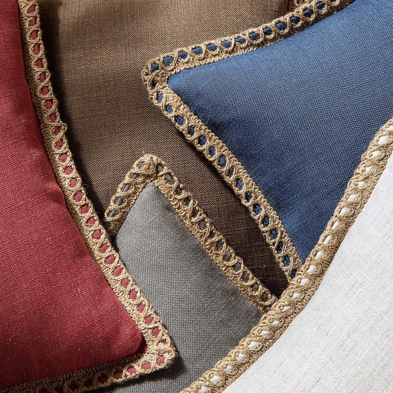 Phantoscope Pack of 2 Farmhouse Decorative Solid Throw Decorative Pillow Cover Burlap Linen Trimmed Tailored Edges Grey 22 x 22 inches, 55 x 55 cm - Image 4