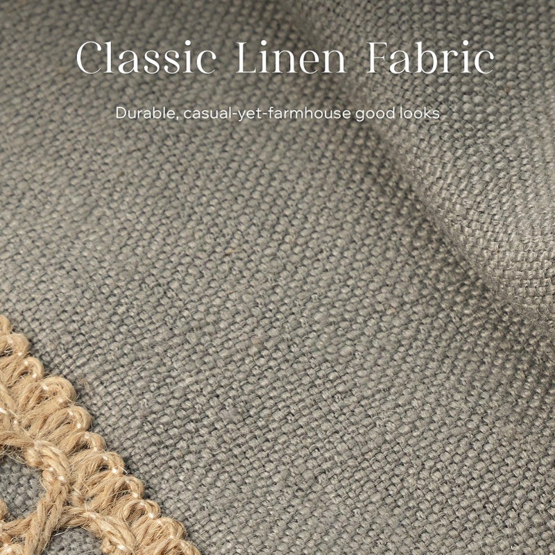 Phantoscope Pack of 2 Farmhouse Decorative Solid Throw Decorative Pillow Cover Burlap Linen Trimmed Tailored Edges Grey 22 x 22 inches, 55 x 55 cm - Image 2