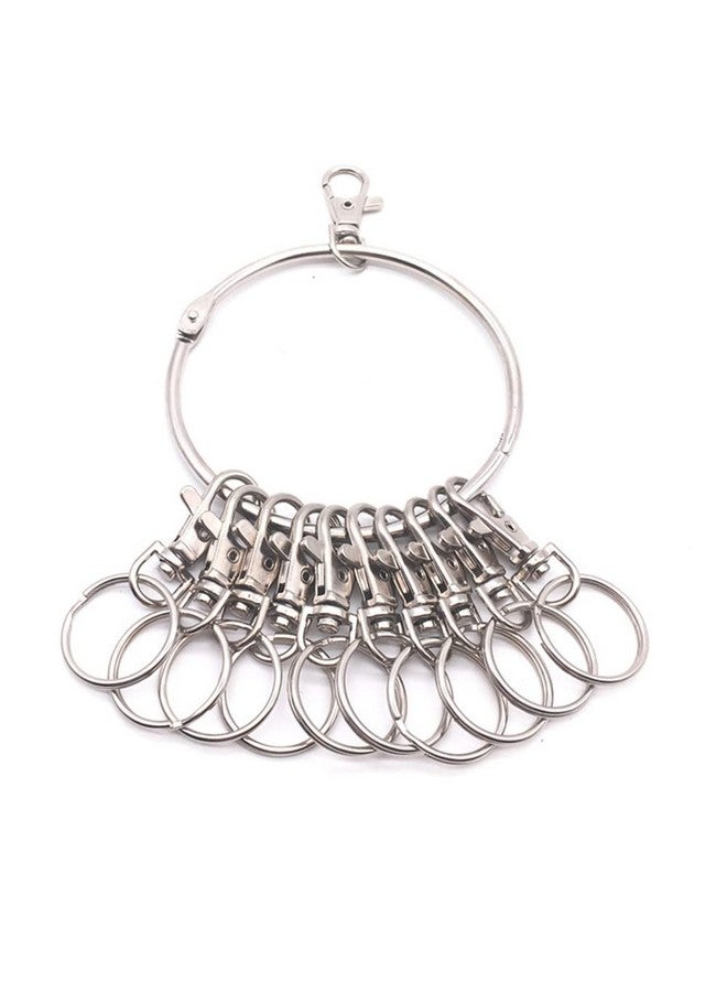 لوزين حامل منظم مفاتيح معدني محمول من لوزين، قطعة واحدة، مزود بمشابك دوارة، حلقة مفاتيح للتنظيف، للاستخدام في المستودعات والمكتب والمدرسة والمنزل، لون فضي - Image 1