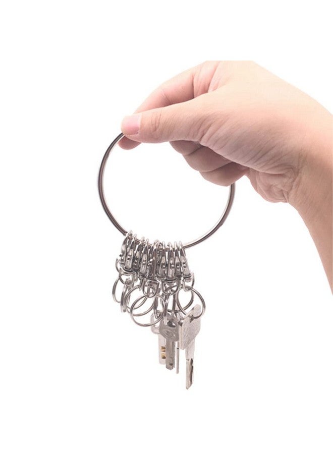 لوزين حامل منظم مفاتيح معدني محمول من لوزين، قطعة واحدة، مزود بمشابك دوارة، حلقة مفاتيح للتنظيف، للاستخدام في المستودعات والمكتب والمدرسة والمنزل، لون فضي - Image 3