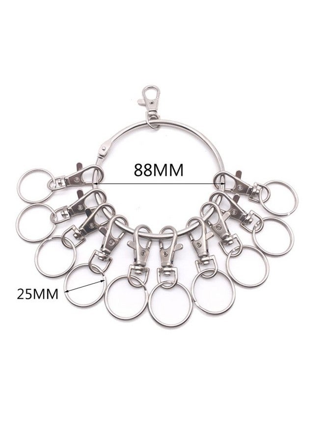 لوزين حامل منظم مفاتيح معدني محمول من لوزين، قطعة واحدة، مزود بمشابك دوارة، حلقة مفاتيح للتنظيف، للاستخدام في المستودعات والمكتب والمدرسة والمنزل، لون فضي - Image 5