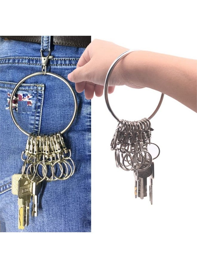 لوزين حامل منظم مفاتيح معدني محمول من لوزين، قطعة واحدة، مزود بمشابك دوارة، حلقة مفاتيح للتنظيف، للاستخدام في المستودعات والمكتب والمدرسة والمنزل، لون فضي - Image 4