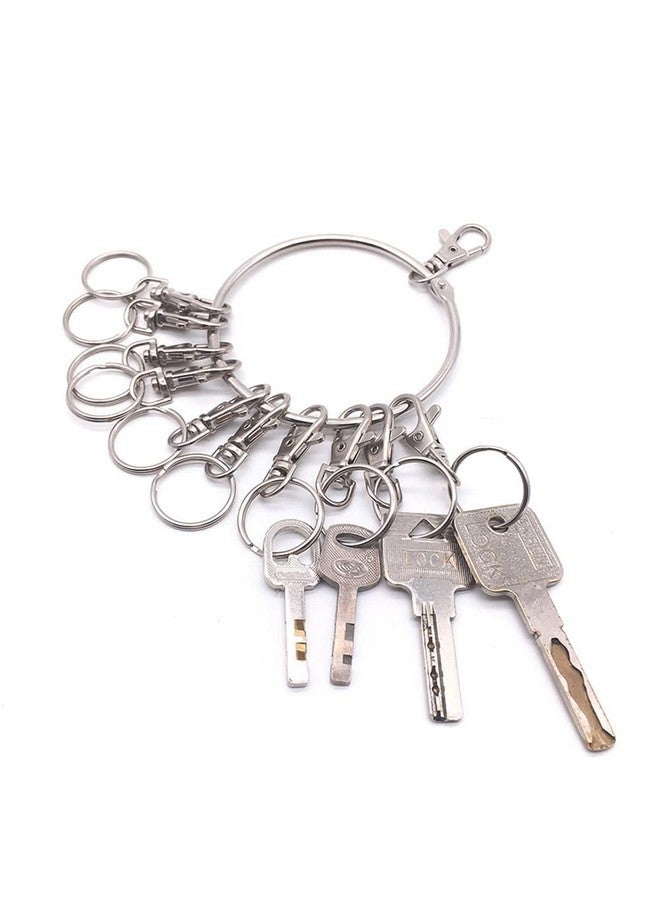 لوزين حامل منظم مفاتيح معدني محمول من لوزين، قطعة واحدة، مزود بمشابك دوارة، حلقة مفاتيح للتنظيف، للاستخدام في المستودعات والمكتب والمدرسة والمنزل، لون فضي - Image 2