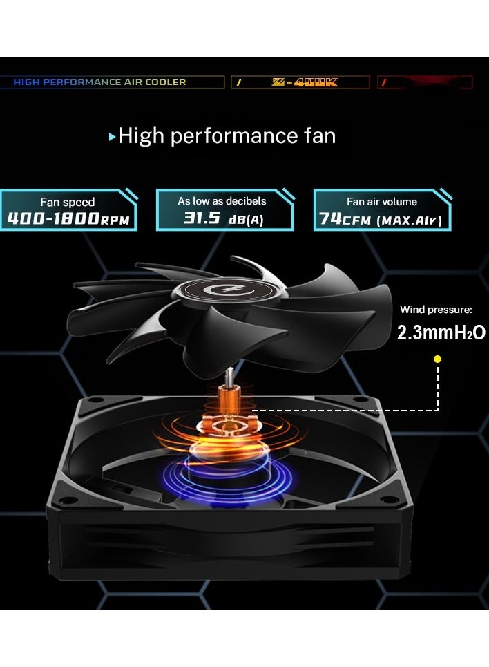 Loquat ARGB CPU Air Cooler, AK120 SE ARB, 4 Heatpipes, PWM Quiet Fan CPU Cooler with S-FDB Bearing, for AMD AM4/AM5/Intel LGA1700/1150/1151/1200  - Image 3