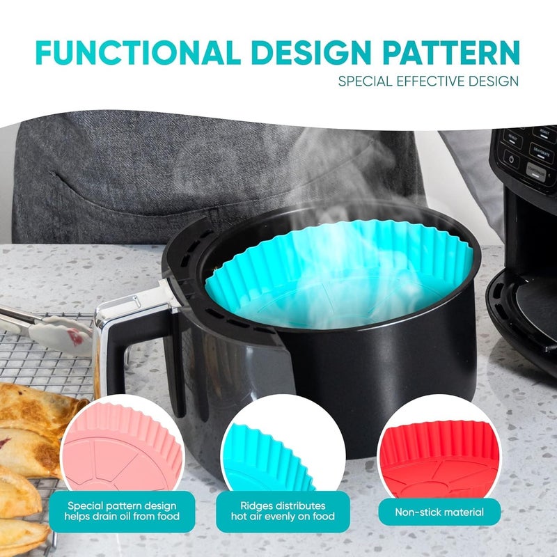 Zoltiva Zoltiva Pack Silicone Liners for Air Fryer Reusable Heat Resistant Round 8 Inch Basket Accessory  - Image 3