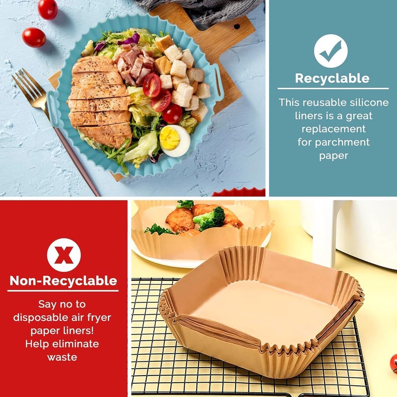 Zoltiva Zoltiva Pack Silicone Liners for Air Fryer Reusable Heat Resistant Round 8 Inch Basket Accessory  - Image 5