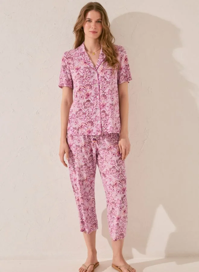 women'secret Purple/lilac print viscose Capri pyjamas