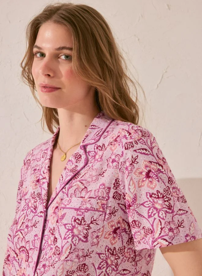 women'secret Purple/lilac print viscose Capri pyjamas