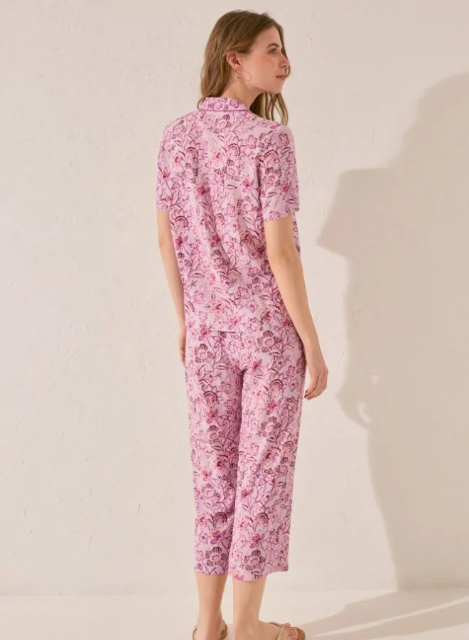 women'secret Purple/lilac print viscose Capri pyjamas