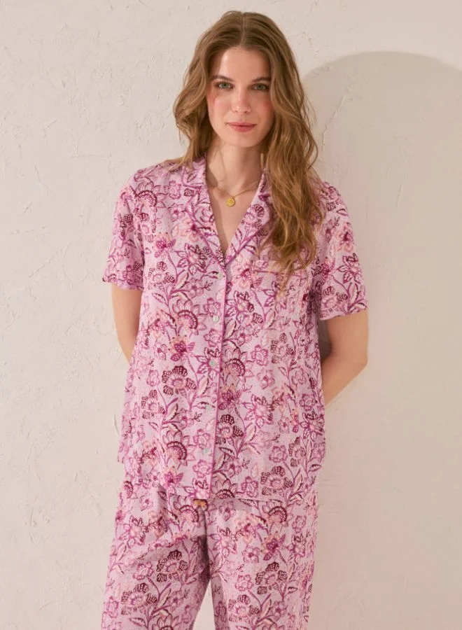 women'secret Purple/lilac print viscose Capri pyjamas