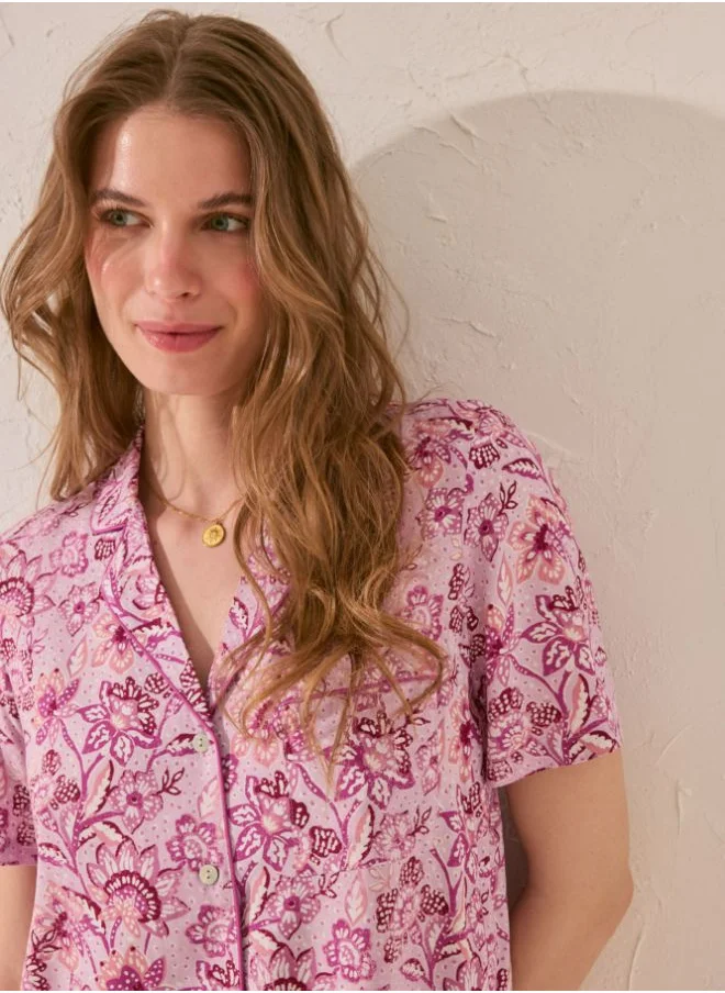 women'secret Purple/lilac print viscose Capri pyjamas