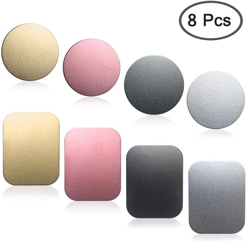 SENHAI 8 pcs Phone Car Mount Metal Plate with Adhesive for Magnetic Cradle-Less Mount, 4 Rectangular and 4 Round - Black, Silver, Gold, Rose Red Shop & home all-space compatible - Image 2