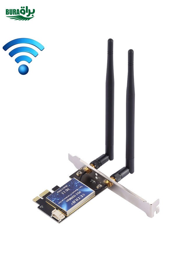 BURAQ EDUP EP-9620 2 in 1 AC1200Mbps 2.4GHz & 5.8GHz Dual Band PCI-E 2 Antenna WiFi Adapter External Network Card + Bluetooth  - Image 1