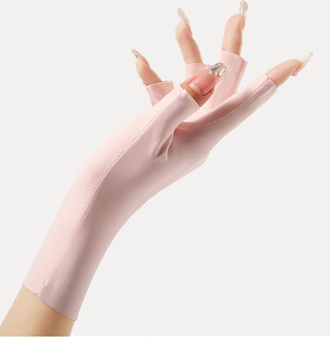 Fingerless Cooling Gloves: 2 Pairs Pink Black, UPF 50+ UV Protection, Breathable Ice Silk Fabric - Non-Slip Secure Grip, Lightweight Stretchy Design for Drivers Cyclists Outdoor Activities - Image 4