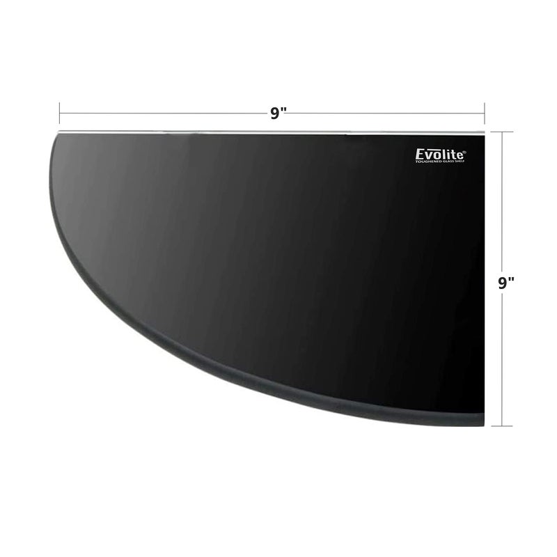 Evolite رف زجاجي زاوي أسود مقسى من إيفوليت للمطبخ والحمام ورفوف زجاجية متعددة الأغراض مع ملحقات تخزين مثبتة مع حوامل ملائمة - رف زجاجي مقسى بسمك 8 مم (9 × 9 بوصة) (عبوة من 1) - Image 3