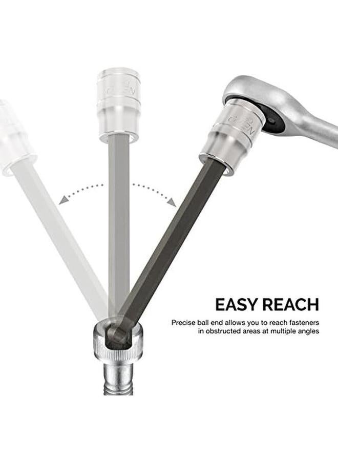 Neiko 10243A 3 8 Inch Drive Extra Long Ball End Hex Bit Socket Set Metric Sockets 3 8" Or 3 To 10 Mm S2 Steel 7 Piece Set - Image 3