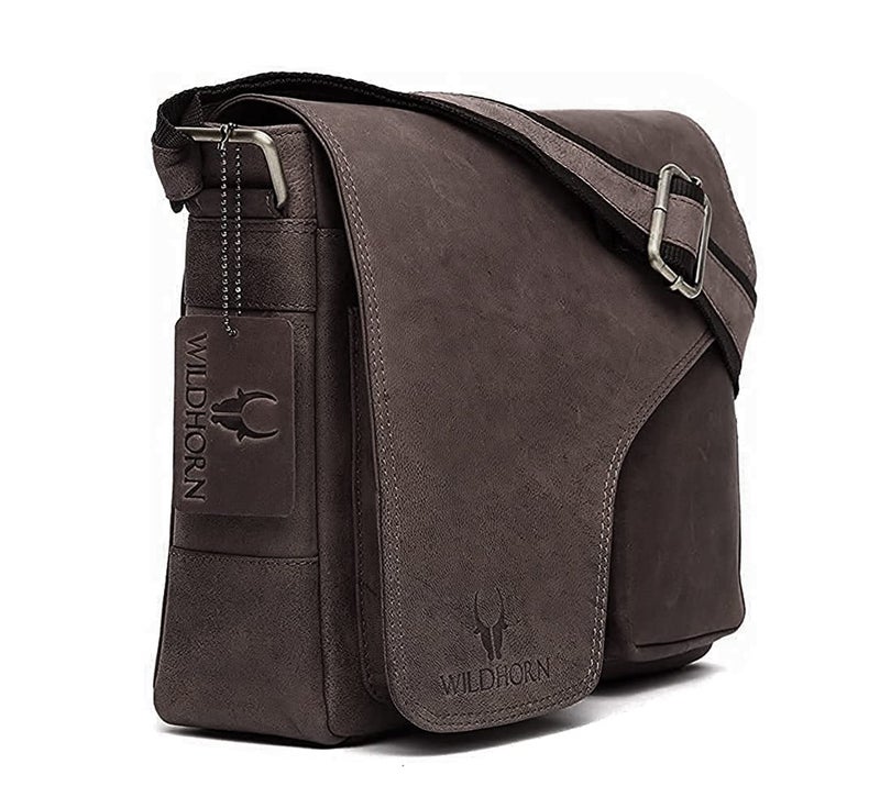 WildHorn Genuine Leather Messenger Bag for Men | Compact, Stylish & Durable | Flap Closure | Adjustable Strap | 1-Year Warranty - Image 2