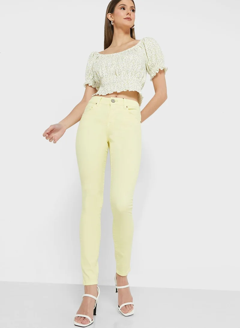 BRAVE SOUL Puff Sleeve Wide Neck Top
