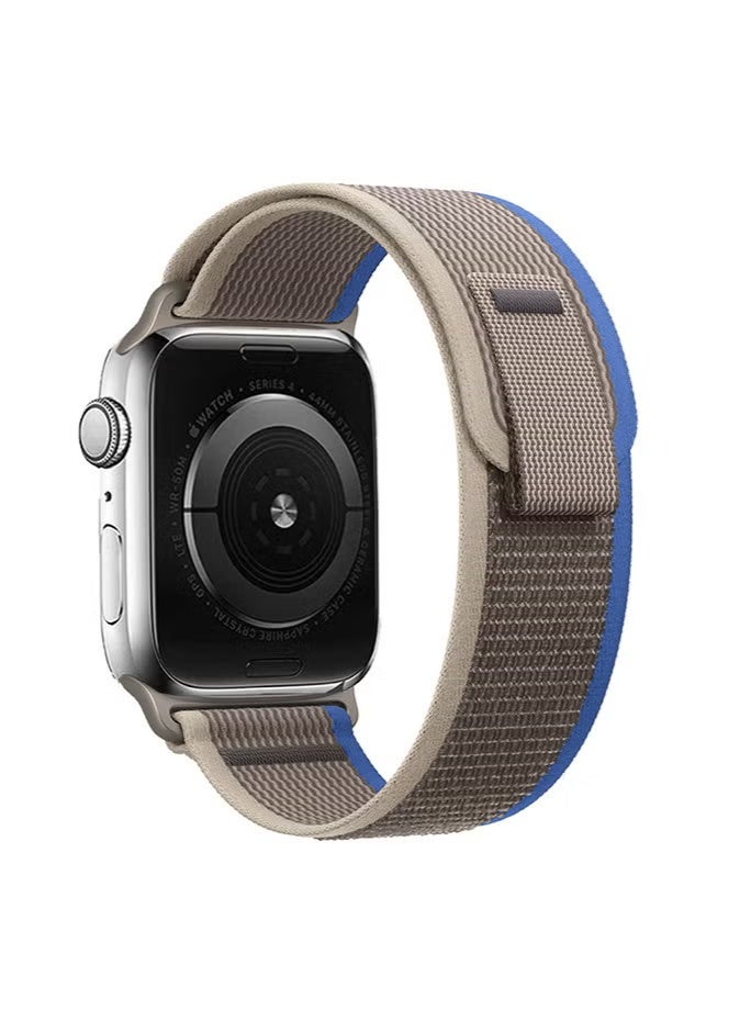Watch Trail Band 49mm 45mm 44mm 42mm Nylon Woven Sport Strap for iWatch Series Ultra/8/7/SE/6/5/4/3/2/1,Blue-Beige