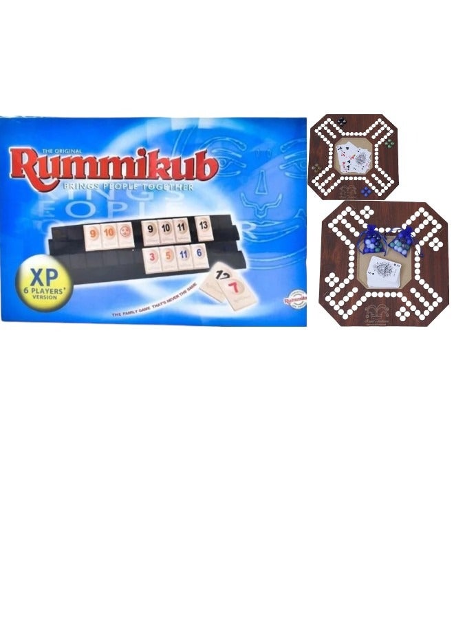 راميكوب مجموعة ألعاب الطاولة والورق روميكوب وجاكارو الملكي مع 16 حجر رخام مجموعة من لعبتين لوحيتين تفاعليتين لسطح المكتب للآباء والأطفال