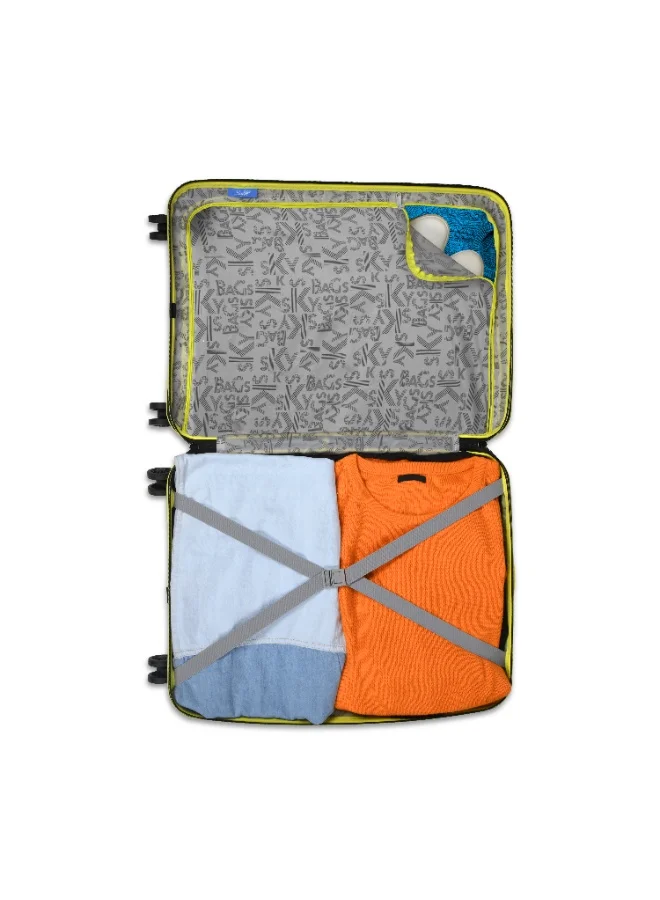 Skybags Play Check-in 24 Inch Polypropylene(PP), 4 Spinner Double Wheel Trolley Bags for Travel, Hard Case Lightweight Bag with TSA Lock, Tough Suitcase for Travel (Medium), Lime Green