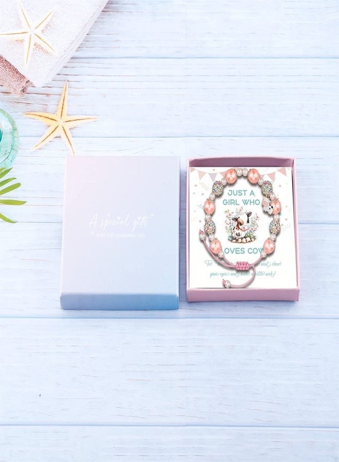 Fullrainbow Cow Lover Women's Bracelet with Pink Pearl Cow Charm - Image 2