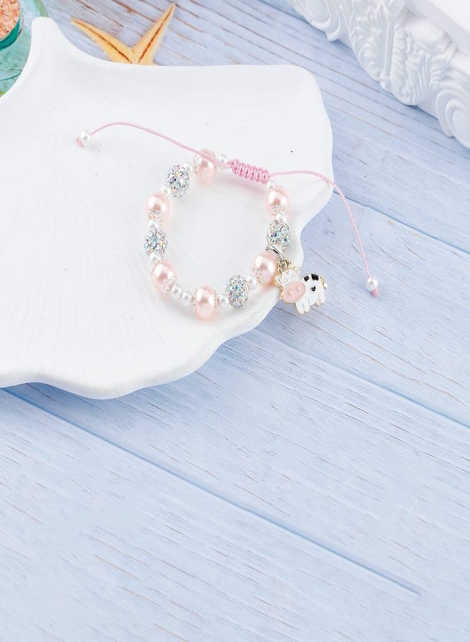 Fullrainbow Cow Lover Women's Bracelet with Pink Pearl Cow Charm - Image 4