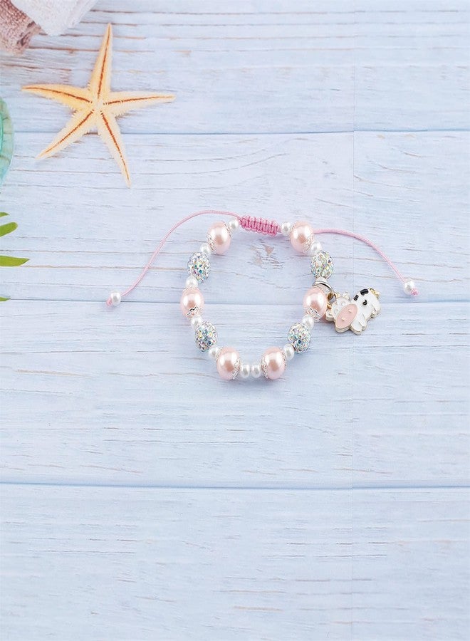 Fullrainbow Cow Lover Women's Bracelet with Pink Pearl Cow Charm - Image 3