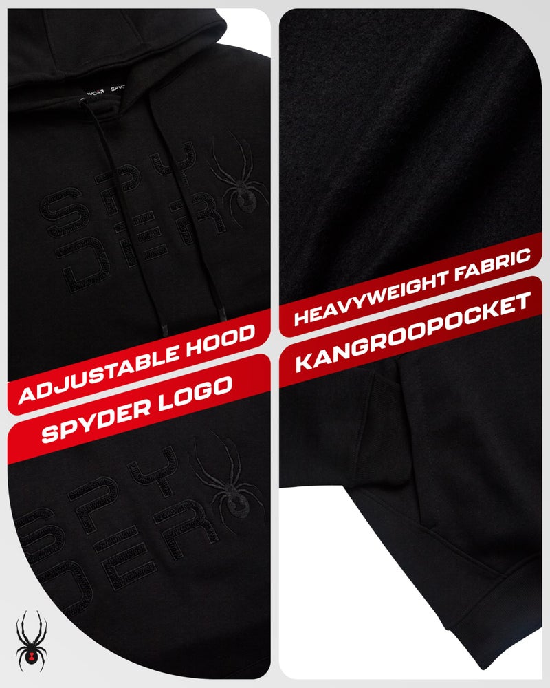 Spyder Mens Hoodie - Athletic Performance Soft Fleece Pullover Sweatshirts for Men - Heavyweight Workout Hooded Sweatshirt, Size Large, Black Raven - Image 2