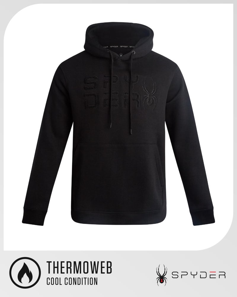 Spyder Mens Hoodie - Athletic Performance Soft Fleece Pullover Sweatshirts for Men - Heavyweight Workout Hooded Sweatshirt, Size Large, Black Raven - Image 3