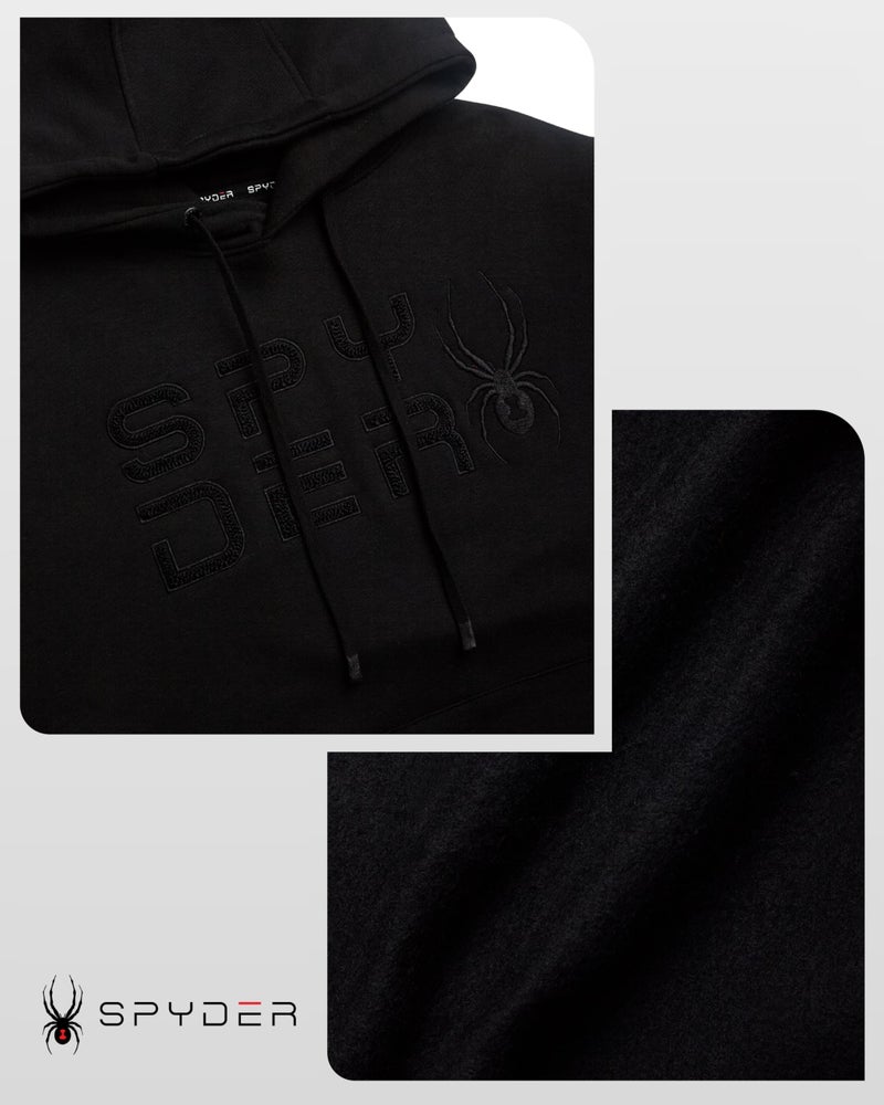 Spyder Mens Hoodie - Athletic Performance Soft Fleece Pullover Sweatshirts for Men - Heavyweight Workout Hooded Sweatshirt, Size Large, Black Raven - Image 4