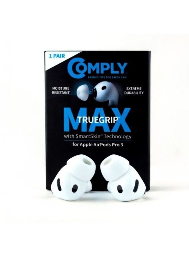 COMPLY TrueGrip MAX | Premium Memory Foam Replacement Earbud Tips for Apple AirPods Pro Gen 3 | Long Lasting Comfort, MAX Durability, Secure Fit, Superior Noise Isolation| White (Small) (1 Pair) - Image 1
